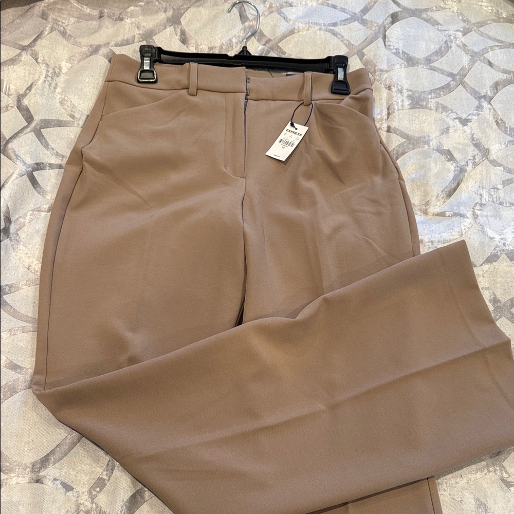 Express Elegant Women's Tan Flare Dress Pants